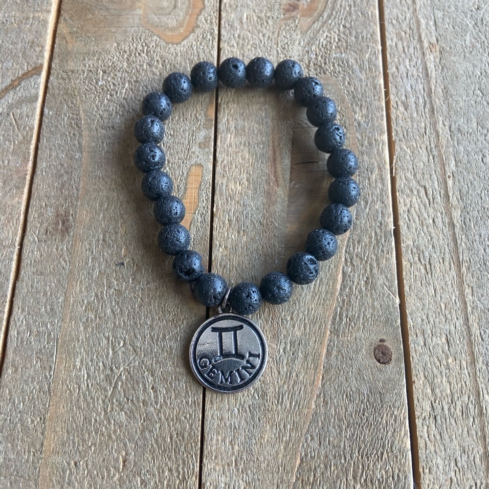 Handmade Lava Stone Gemini Bracelet